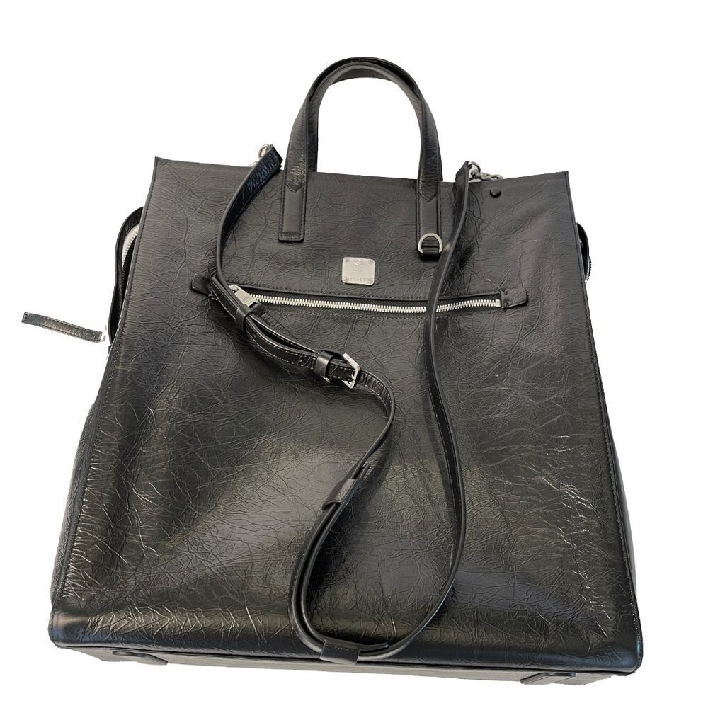 MCM‎ Klassik Tote in Crushed Black Leather - Picture 4 of 10